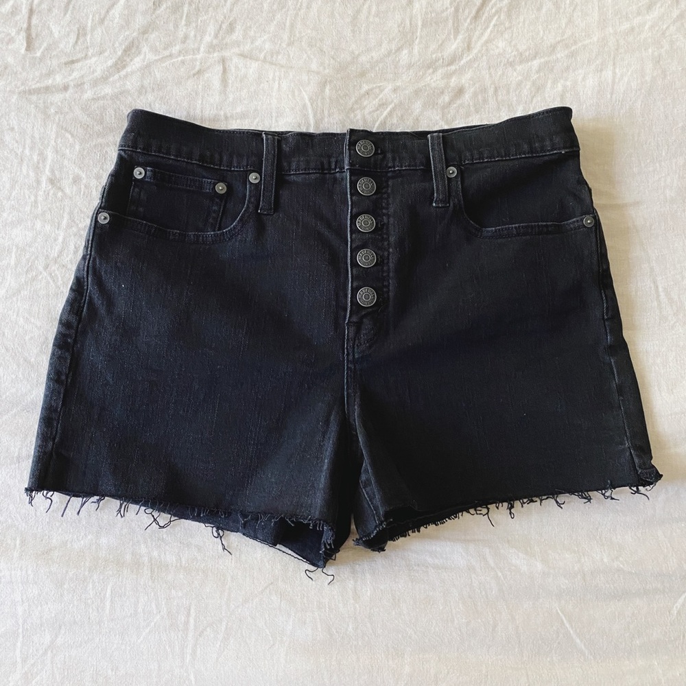 Madewell Black Cutoff Button-down Jean Shorts